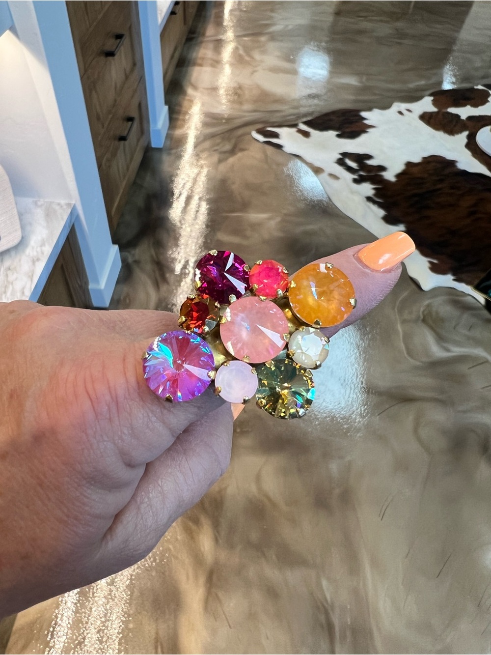 Multicolor Crystal Statement Ring - Women Jewelry - Picture 1 of 3